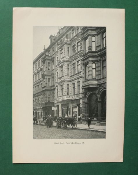 Blatt Architektur Berlin 1898 Hotel Stadt Cöln Köln Mittelstrasse 47 Geschäfte Ortsansicht